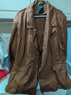Brown double breasted blazer - plus size, size 28